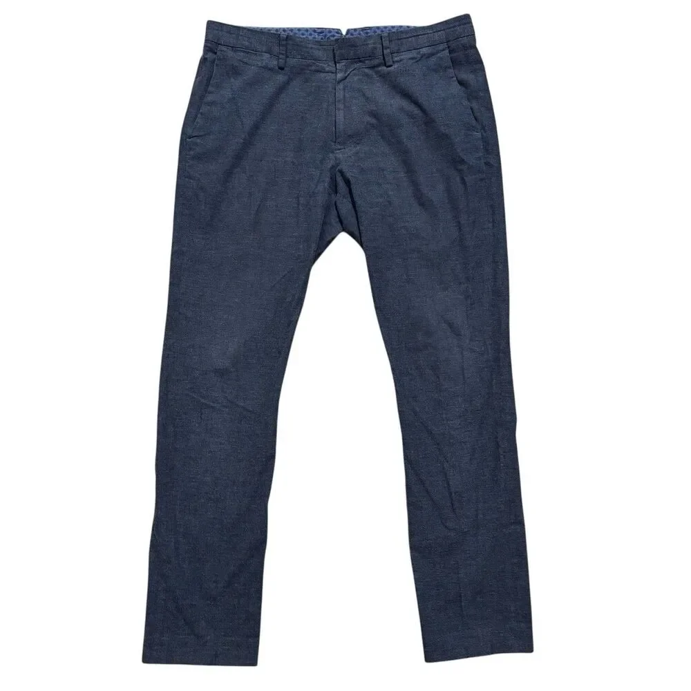 Bonobos Pants Men's Sz 33x32 Gray Tailored Fit Flat Front Dress Trousers Stretch